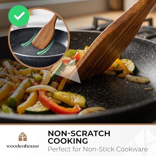 Wooden Spoons for Cooking 13 Pcs, Teak Wooden Utensil Set for Nonstick Pans - Image 3