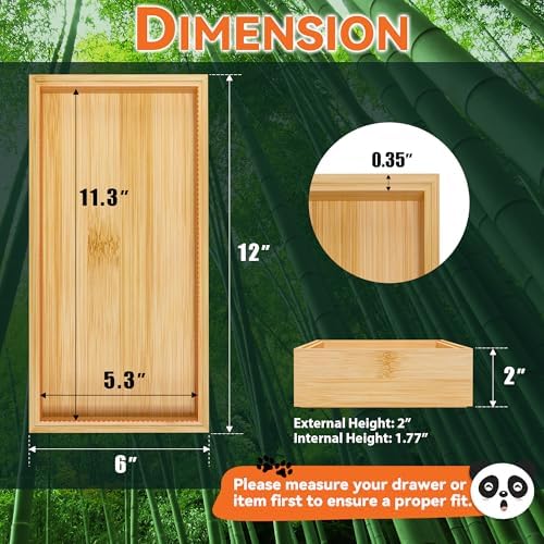 Lixple Bamboo Drawer Organizer - Silverware & Utensil Organizer, Stackable, 2 Pcs, Wooden Storage Box Tray (Bamboo, 12 X 6 X 2 Inch) - Image 2