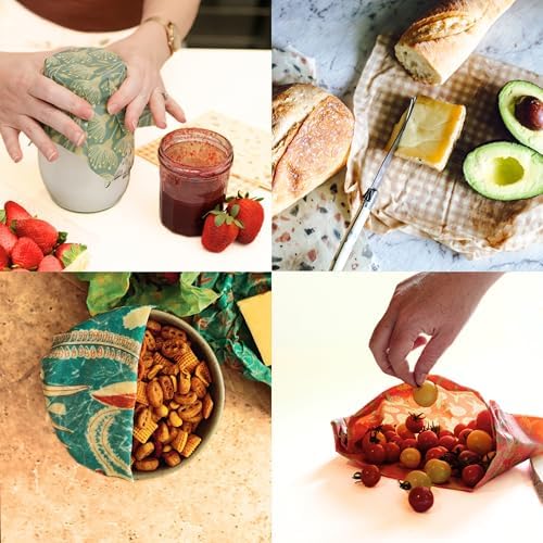 Reusable Beeswax Wraps for Food | 7 Pack | Eco Friendly, Organic, Biodegradable, Plastic Free, Bee's Wrap Bowl Covers and Food Storage | Cling Wrap Alternative - Image 6