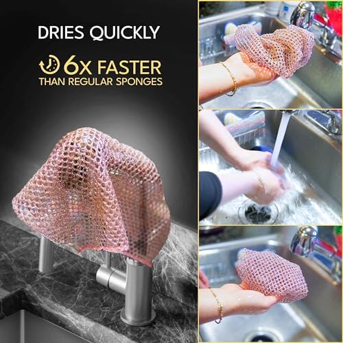 Non-Scratch Dish Scrubbers (24 Pcs) — Outlasts 7+ Sponges, Stays Odor-Free | Replace Smelly Kitchen Sponges | Non-Absorbent Mesh | Safe on Non-Stick, Cast Iron, Glass | Made in Korea Since 2012 - Image 3