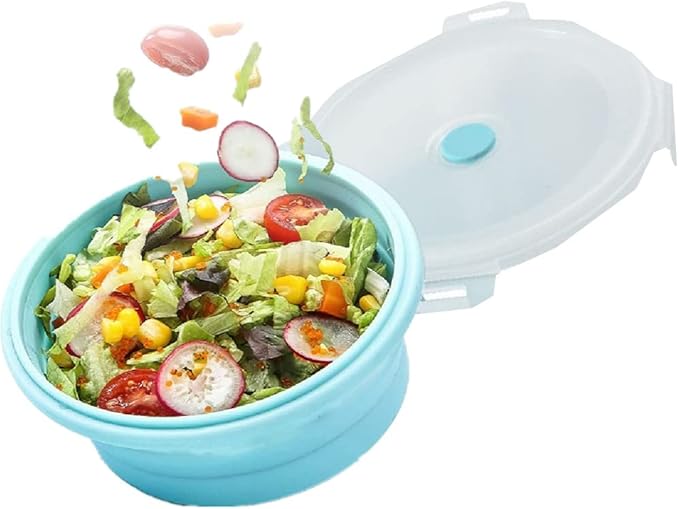 3Pack Collapsible Silicone Food Storage Containers with Lid 27OZ Foldable Lunch Bowl for Microwave Freezer Dishwasher Safe 800ml