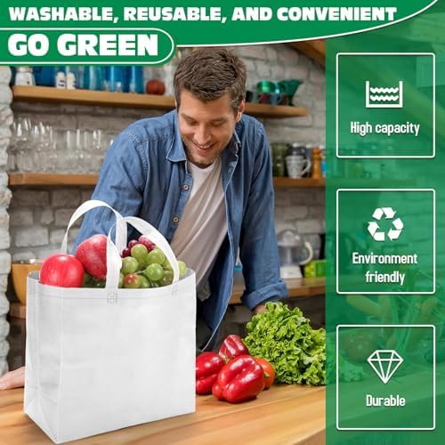 Windyun Reusable Grocery Bags Non Woven with Handles - Image 5