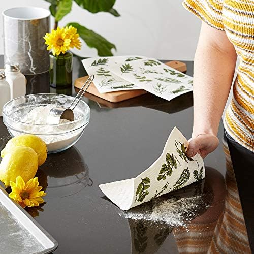 DII Swedish Dishcloths for Kitchen & Cleaning, Reusable, Machine Washable & Dishwasher Safe, Biodegradable, 7.75 x 6.75, Herbs, 3 Piece - Image 5
