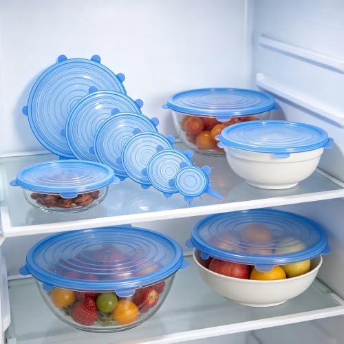 12 pcs Silicone Stretch lids set(6 Sizes,green&yellow) - Image 4