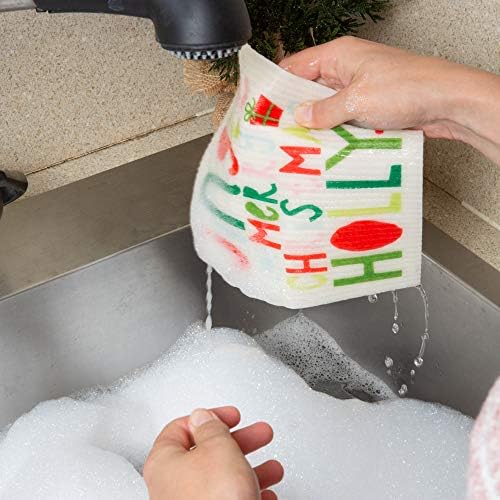 DII Swedish Dishcloths for Kitchen & Cleaning, Reusable, Machine Washable & Dishwasher Safe, Biodegradable, 7.75 x 6.75, Jingle, 3 Piece - Image 6