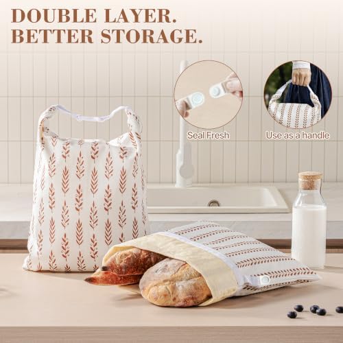 Sourdough Bread Bags, Bread Bags for Homemade Bread, 2 Pack Beeswax Bread Bag, Natural Cotton Sourdough Bags - Image 4