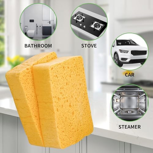 4 Pack Compostable Thicker Pop-Up Sponges - Expanding, Non-Scratch, Plant-Based Dish Cellulose Sponges Car Wash Sponge - Image 6