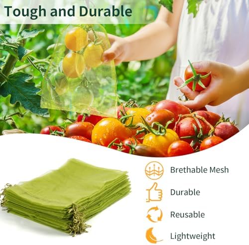 50 Pcs Fruit Protection Bags, 8×12 in Mesh Cover Nets for Tree, Green - Image 6