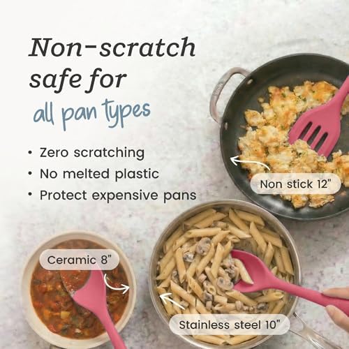 Starpack Stir and Serve Silicone Cooking Utensils Set (5-Piece, 11") - LFGB Non Toxic, 600°F Heat Resistant, BPA-Free - One-Piece Seamless, Dishwasher Safe - for Nonstick Cookware, Earthy Pink - Image 5