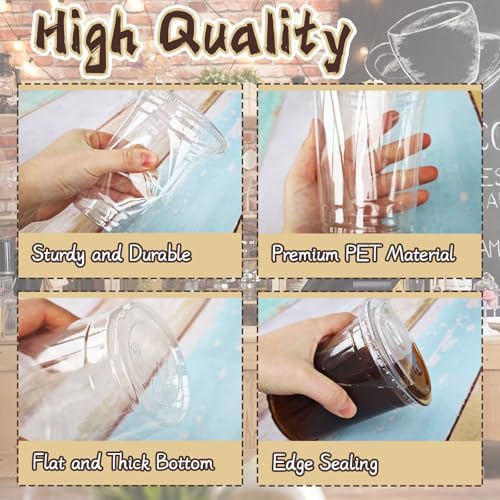 Qinsihwn 16 Oz Plastic Clear Cups with Strawless-Sip-Lids,25 Sets Plastic Cups with Sip Through Lids,Disposable Iced Coffee Cups for Milkshake,Smoothie,Cold Drinks - Image 3
