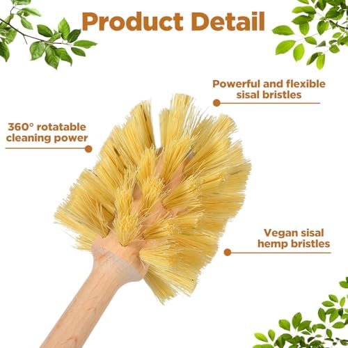6 Pcs Natural Wooden Bottle Brush with Sisal Bristles, Long Beechwood Handle Bottle Brush Cleaner for Cleaning Bottles, Wide Mouth Mugs, Jars, Glasses, Dishes, Vases, Pitchers, 13.6 x 2.6 Inches - Image 3
