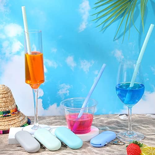 Meanplan 4 Sets Reusable Straws Travel Case Brush Silicone,Fresh Color - Image 4