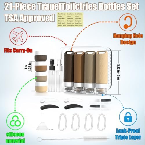 Travel Toiletry Containers 26Pcs Silicone Leakproof TSA Approved Set - Image 2