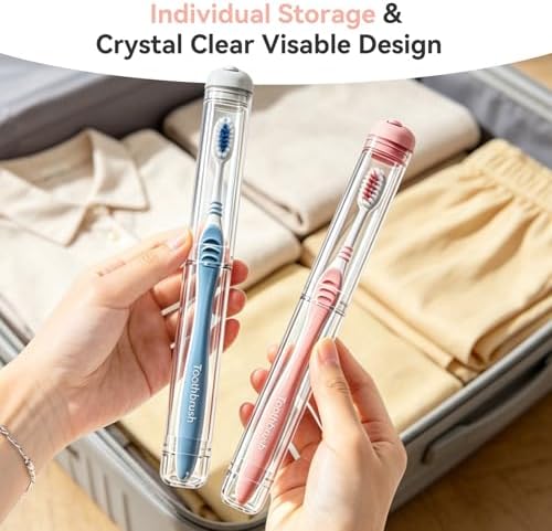 MOPMS Toothbrush Travel Case 2PK, Leak-proof Clear Holder - Image 2