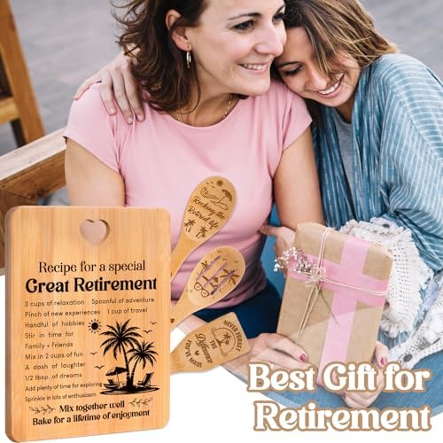 Retirement Gifts for Woman/Men 2026, Happy Retirement Bamboo Cutting Board Set for Colleagues, Coworker, Friend, Teacher, Boss, Parents, Family - Recipe for a Special Great Retirement. - Image 5