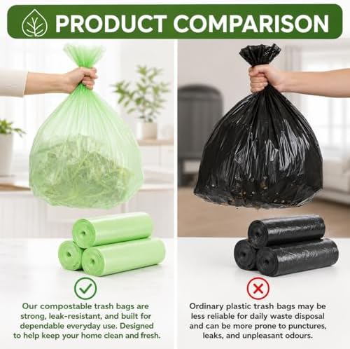 20 Gallon Compostable Trash Bags- 75L Compostable Organic Garbage Bags 100 Count,Large Biodegradable Bags for Household/Garden/Kitchen - Image 5