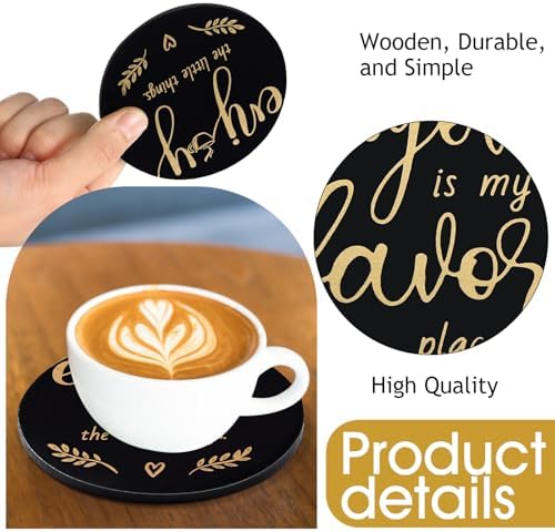 Queekay House Warming Gifts New Home Farmhouse Coasters Set of 6, Gold - Image 3