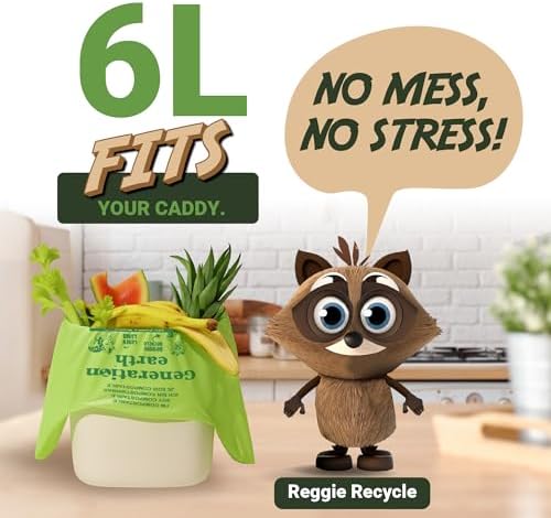 120 Bags 1.6 Gallon (6L) | Tie Handle Compostable Food Waste Bags | BPI Certified Kitchen Countertop Compost Bin Liners | Extra Strong Biodegradable Caddy Bags | Generation earth - Image 5