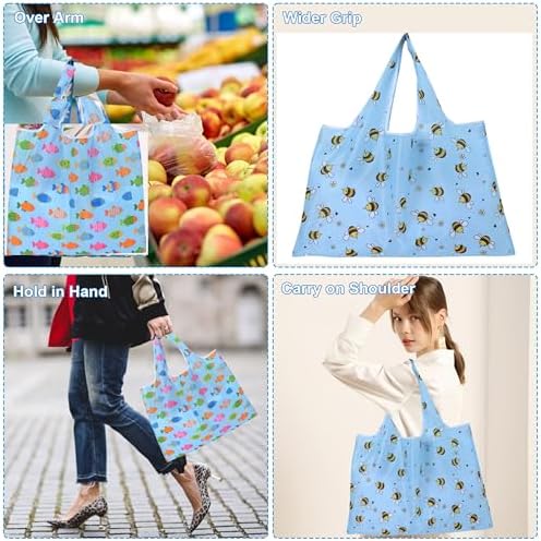 ZooviHyvi Extra Large 50lbs Foldable Reusable Shopping Bags kitchen reusable grocery bags Washable Polyester Bags in Pocket - Image 4