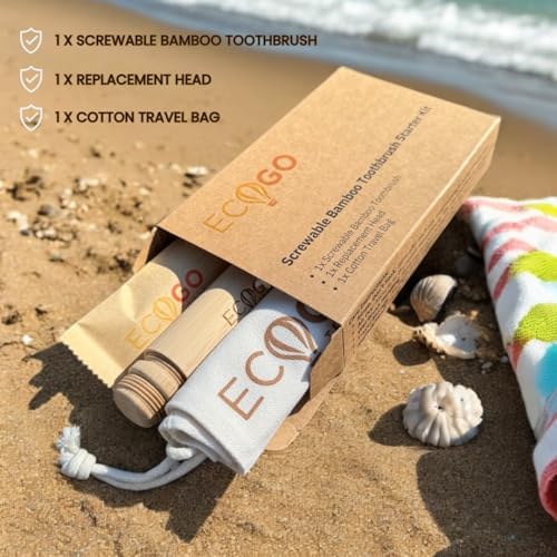 Screwable Bamboo Toothbrush Kit – Travel Toothbrush with Replacement Head & Cotton Storage Bag – Eco-Friendly, Compact, and Perfect for On-the-Go - Image 2