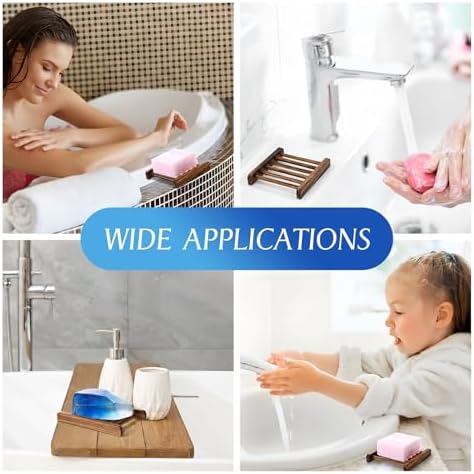 Sawysine 50 Pcs Bamboo Soap Holder Self Draining,Charcoal Color - Image 5
