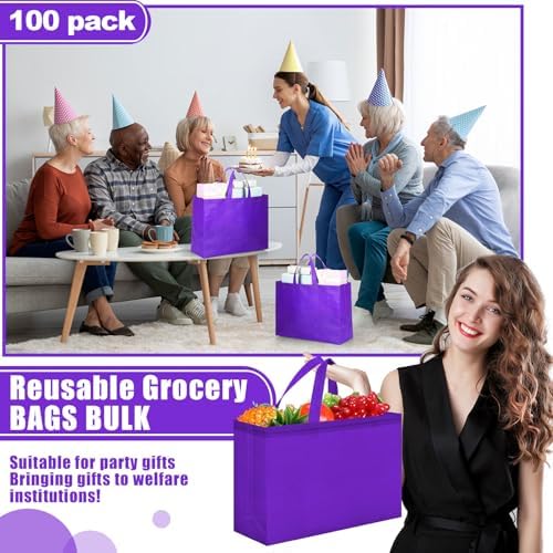 Windyun Reusable Grocery Bags Large Non Woven Shopping Bags with Handles Foldable Portable Tote, 16x6x12 Inch - Image 3