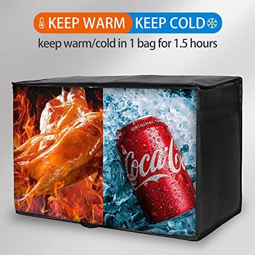 Bodaon 2-Pack Insulated Food Delivery Bag, XX-Large Reusable Grocery Shopping Bag, Frozen Food Cold, Bodaon Cooler Bags with Zippered Top, Black - Image 3