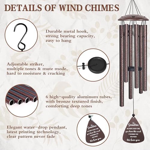 Gifts for Grandma, 32" Bronze Wind Chimes, Grandma Birthday Gifts - Image 4
