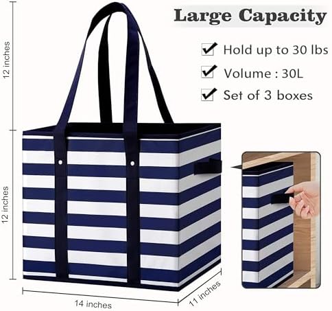 Reusable Grocery Bags 6 Pack, Foldable & Water Resistant Shopping Bags - Image 6