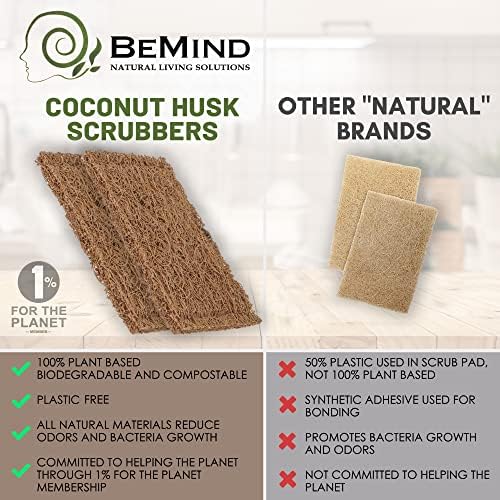 Coconut Husk Scrubber(3) Compostable Eco-Friendly Scouring Pads for Dishes| Biodegradable Natural Coir Scrub Pad| Non-Scratch - Image 3