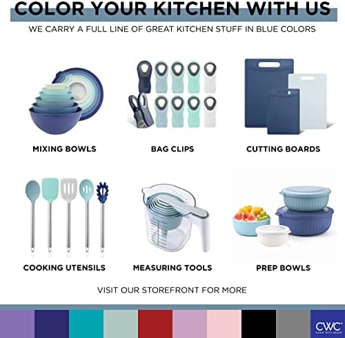 COOK WITH COLOR Bamboo Kitchen Utensil Set with Drawer Organizer | Cooking Tools and Storage Caddy, Blue, 18 Piece Gadget Set - Image 7