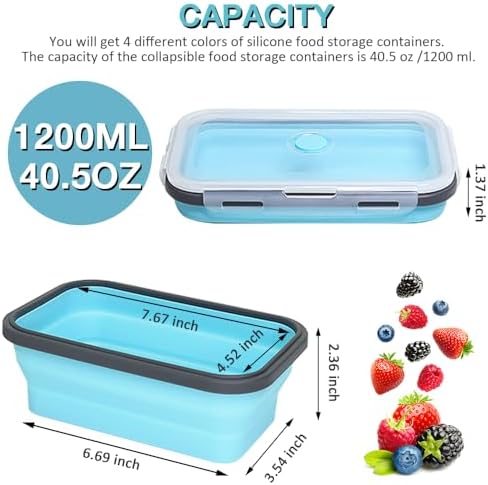 Collapsible Silicone Food Storage Container 4 Pack(40.5 Oz) - Image 2