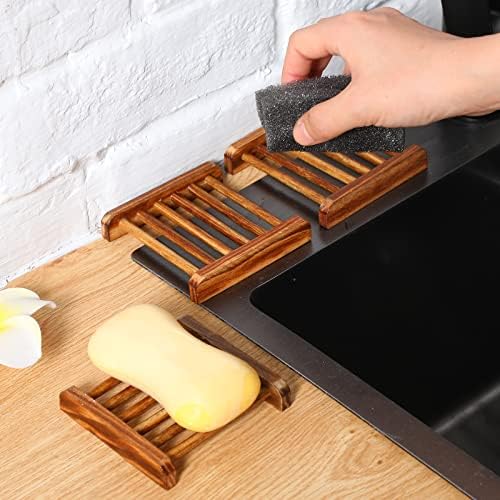 Amyhill 50 Pcs Bamboo Soap Dish Bulk Soap Holder Draining,Charcoal Color - Image 5