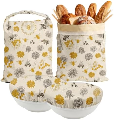 Britimes Reusable Bread Bags Set, Beeswax, XL, Zero Waste, Honeybee Bee by Britimes