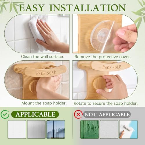 3-Tier Bamboo Soap Dish for Shower, Wall Mounted - Image 6