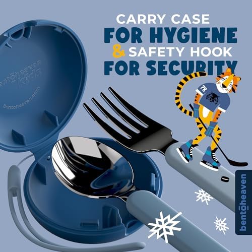 Bentoheaven Kids Utensils Set with Case, Reusable Fork & Spoon, Tiger - Image 3