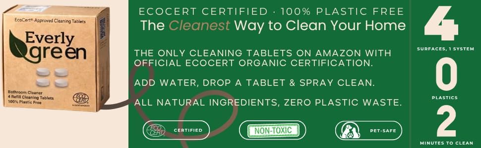 Eco Tabs Bathroom Cleaner Refill Tablets – Ecocert Certified 4 Pack All Purpose Cleaner Concentrate Tablets for Bathroom makes 4 X 750ml – Natural Cleaning for Sparkling Clean Bathroom - Image 3