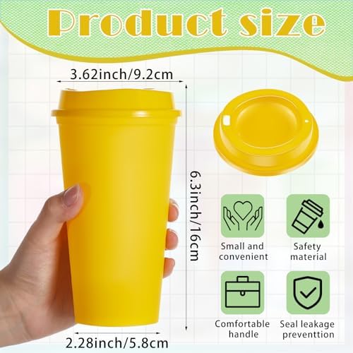 FillTouch 12 Pcs 16 oz Reusable Coffee Cups with Lids, Vibrant Colors - Image 2