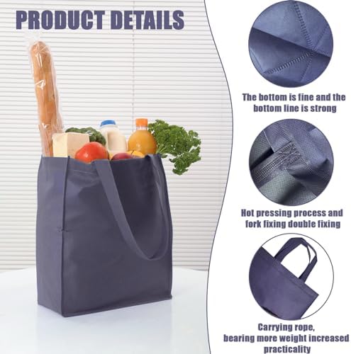 50pcs Reusable Grocery Bags with Handles Non Woven Shopping Tote Bags Bulk - Image 4
