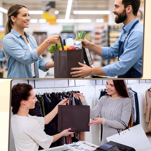 Reginary 100 PCS Non Woven Tote Bags Bulk,Brown - Image 6