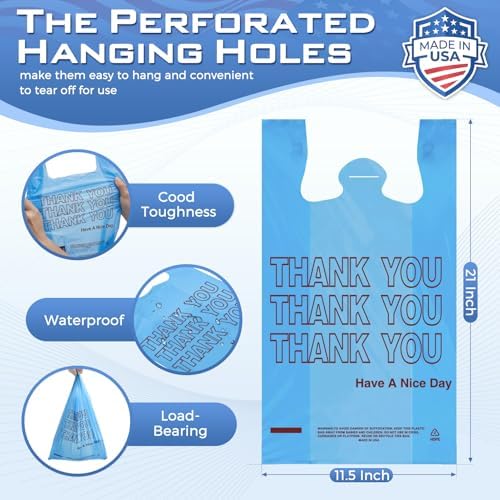 Fuxury 5000 (5K) Count Blue Plastic Thank You Shopping T-shirt Bags - Image 2