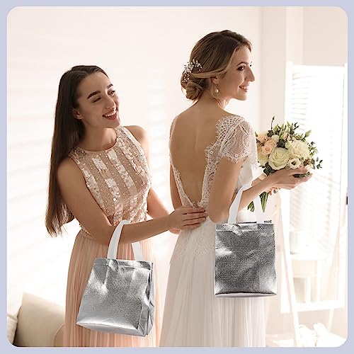 Eccliy 80 Pcs Reusable Gift Bags, Medium, Silver - Image 3