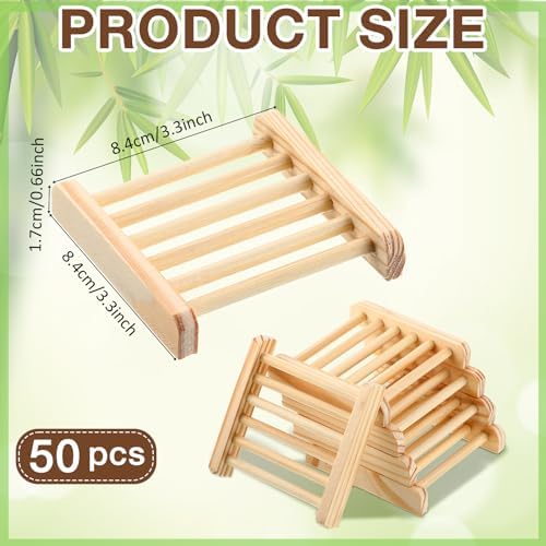 Amyhill 50 Pcs Bamboo Soap Dish Bulk Soap Holder Draining, Charcoal Color - Image 2