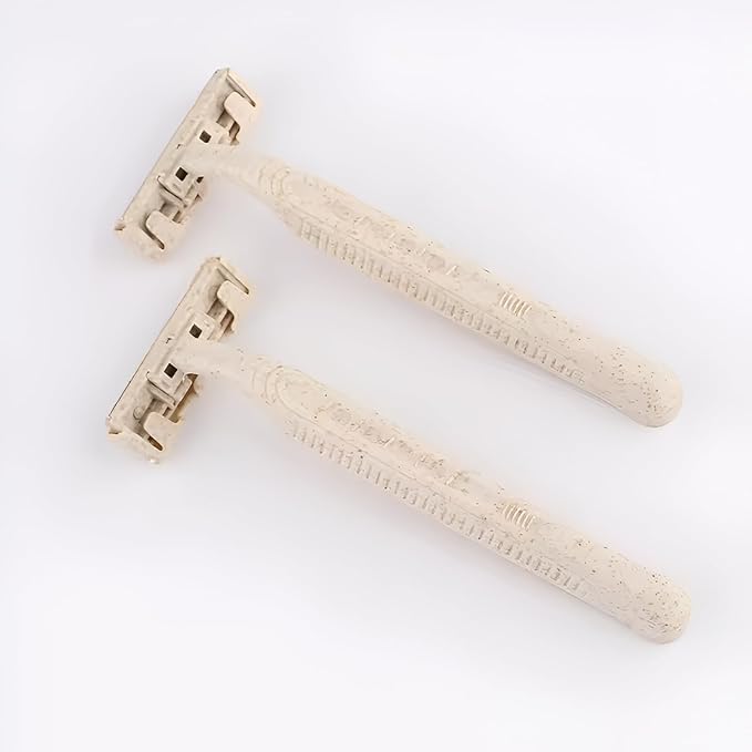 Disposable Razors Bulk for Men & Women – Twin Blade Unisex Shavers – Eco-Friendly, Biodegradable, Non-Toxic, Made from Recycled Wheat Straw 50 Count (Pack of 1) (50)