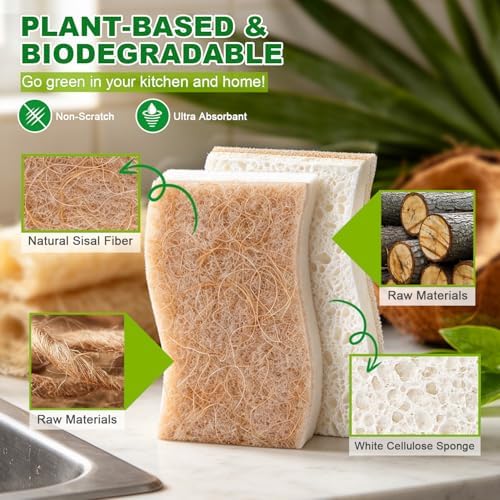 HOMEXCEL Kitchen Dish Sponges, 24 PK Non Scratch Natural Sponge for Dishes - Image 2