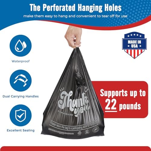 Fuxury 20000 (20K) Count - Plastic Thank You T-shirt Bags Black for Small Business (11.5" x 6.5" x 21"), Grocery, Take Out, To Go, Retail Shopping Bags in Bulk - Image 3
