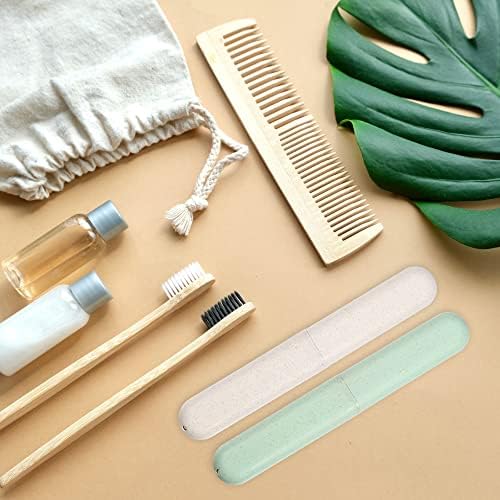 VOCOSTE 2Pcs Toothbrush Case, Green & Beige - Image 2