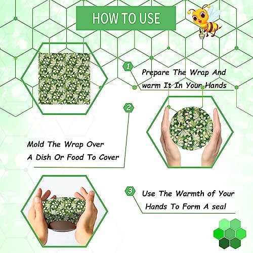 Reusable Beeswax Wrap, 11 Pack Eco-Friendly Beeswax Wraps For Food, Organic, Sustainable, Biodegradable, Zero Waste, Plastic-Free Food Storage (Flowers and Leaves) - Image 4