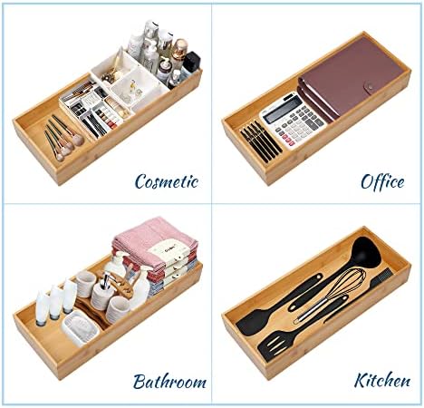 PRATIQUE Bamboo Drawer Organizer - Kitchen Utensil Organizer Silverware Tray Cutlery Holder，Office Desk Supplies and Accessories (8.9x3x2.6 inch) - Image 5
