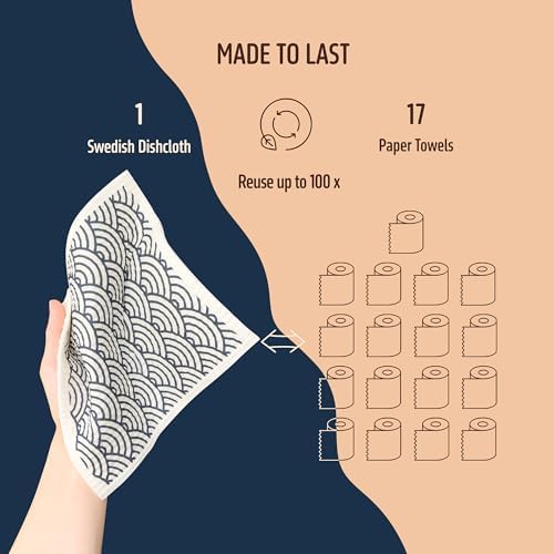 Swedish Dishcloths, 5 Pack Swedish Dishcloths for Kitchen, Super Absorbent, Biodegradable, Quick Drying, Dishwasher Safe - Image 4